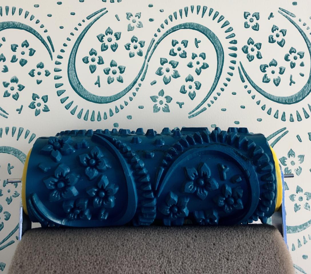 Pattern paint rollerNo6,EIGHT PATTERN-, Rubber roller, Wall decor roller, 15cm,  patterned paint roller designs