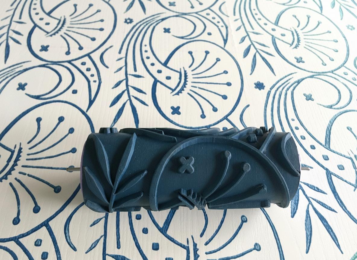 Pattern paint rollerNo69,MUSHROOM-, Wall decor roller, Pattern, Paint roller, Roller, 15cm, patterned paint roller designs