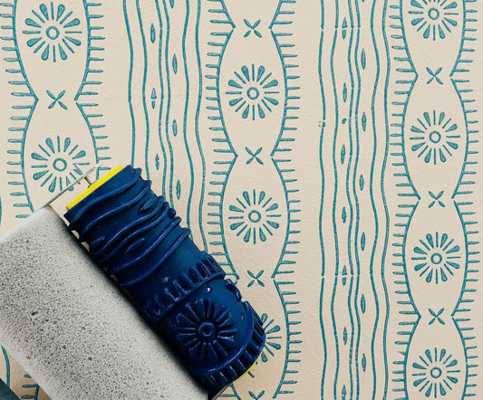 Pattern paint rollerNo5,FLOWER -, Wall decor, Rubber roller, 15cm,  patterned paint roller designs